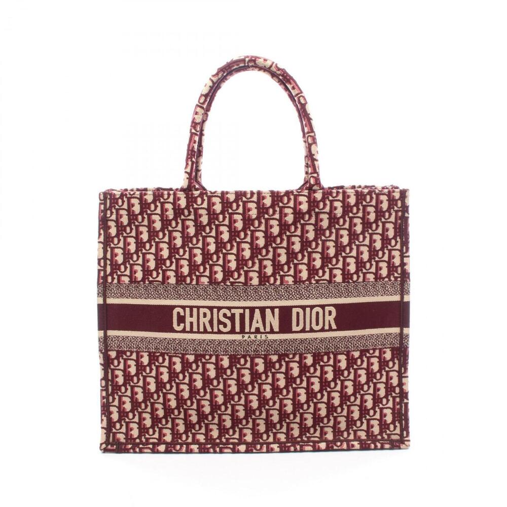 Christian Dior BOOK TOTE Large Tote Bag Handbag Canvas Women's Bordeaux/Beige